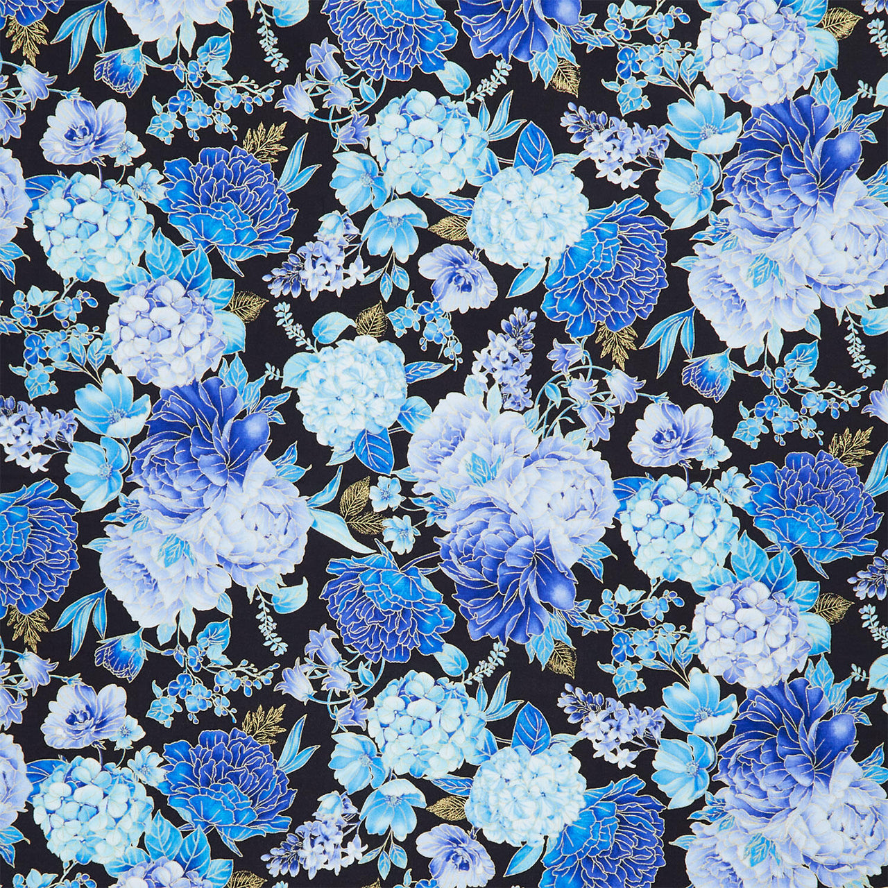 Escapade - Floral Bouquet Black Metallic Yardage