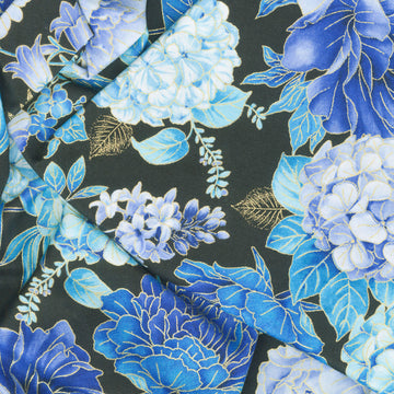 Escapade - Floral Bouquet Black Metallic Yardage