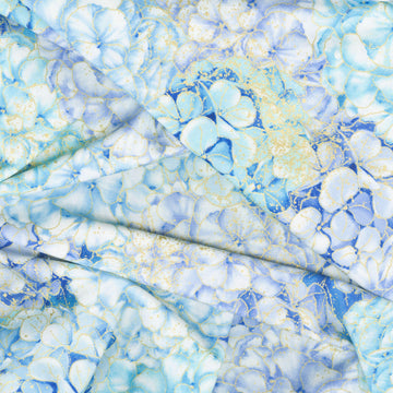 Escapade - Packed Hydrangea Blue Metallic Yardage