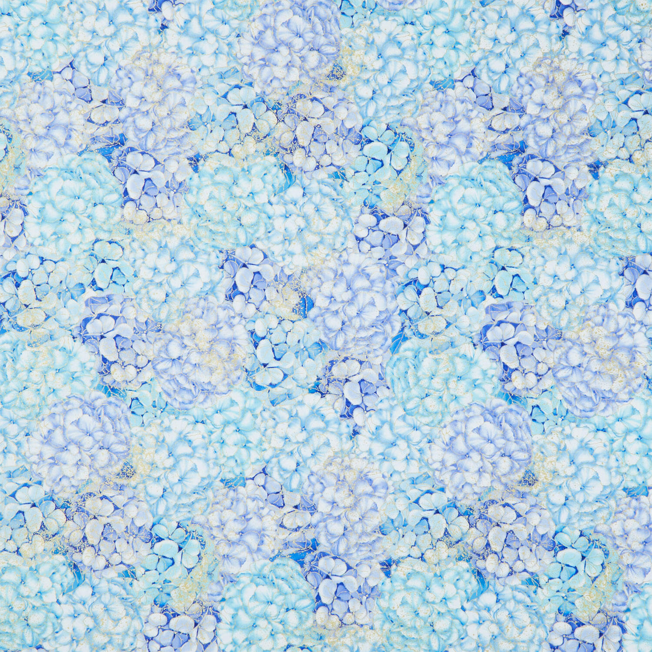 Escapade - Packed Hydrangea Blue Metallic Yardage