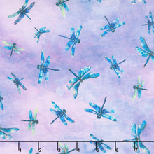 Dragonfly Mist - Flying Dragonflies Lavender Yardage
