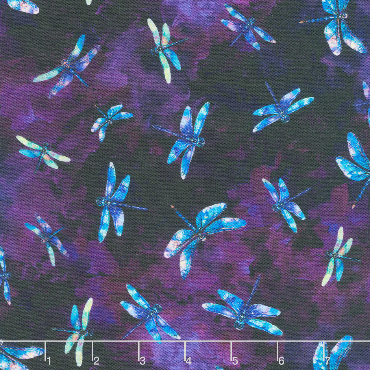 Dragonfly Mist - Flying Dragonflies Purple Yardage
