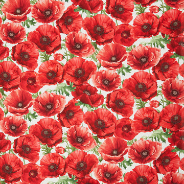 Poppy Passion - Large Poppy Floral Cream Yardage