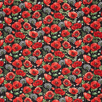 Poppy Passion - Poppy Field Black Yardage