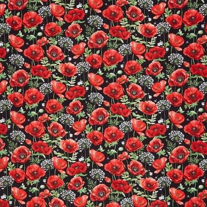 Poppy Passion - Poppy Field Black Yardage