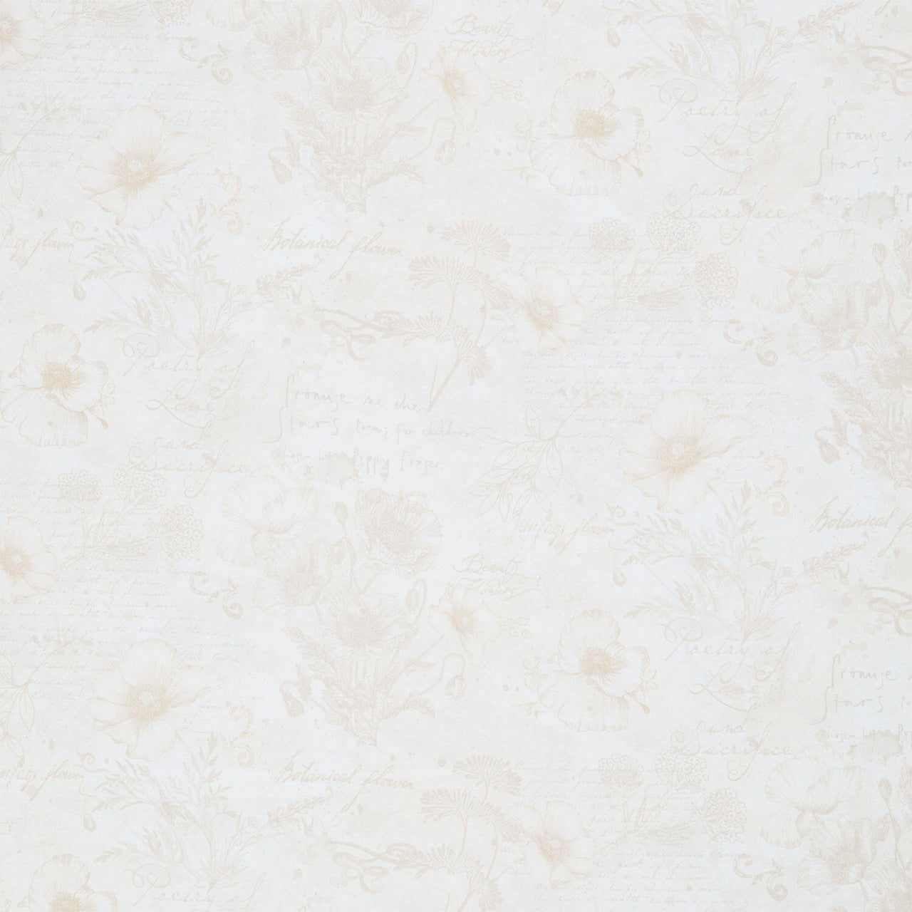 Poppy Passion - Poppy Toile On Text Beige Yardage