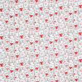 Cats - Packed Cats With Hearts White Yardage