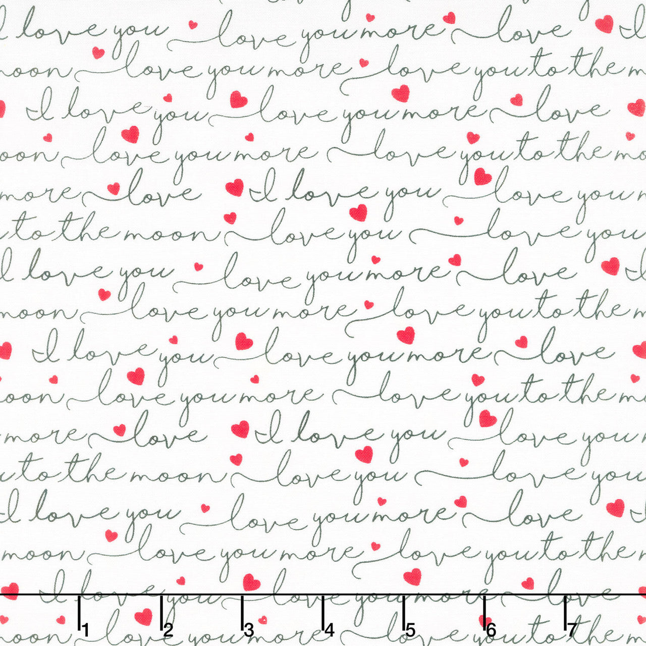 Cats - Love Quote Scripts White Yardage