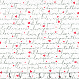 Cats - Love Quote Scripts White Yardage