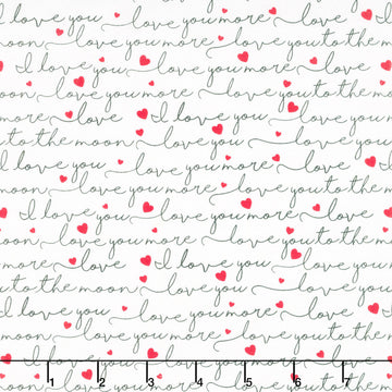 Cats - Love Quote Scripts White Yardage