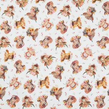 You Are My Sunshine - Tossed Highland Cow Cream Yardage