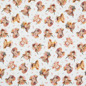 You Are My Sunshine - Tossed Highland Cow Cream Yardage