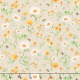 You Are My Sunshine - Tossed Daisies Tan Yardage