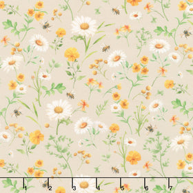 You Are My Sunshine - Tossed Daisies Tan Yardage