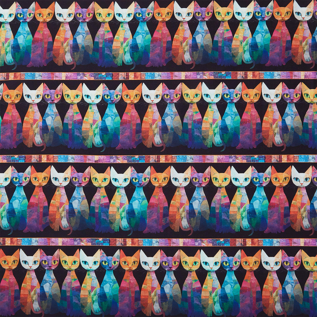 Sophisticat - Quilt Cats 11" Stripes Black Yardage