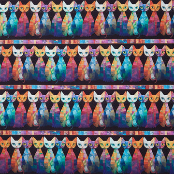 Sophisticat - Quilt Cats 11" Stripes Black Yardage