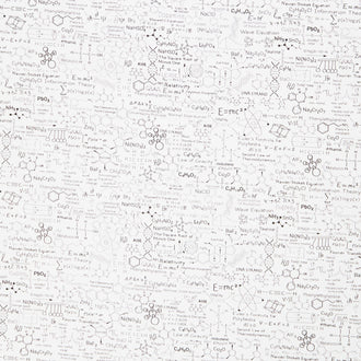 Spaced Out - Scientific Formulas White Yardage