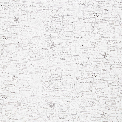 Spaced Out - Scientific Formulas White Yardage