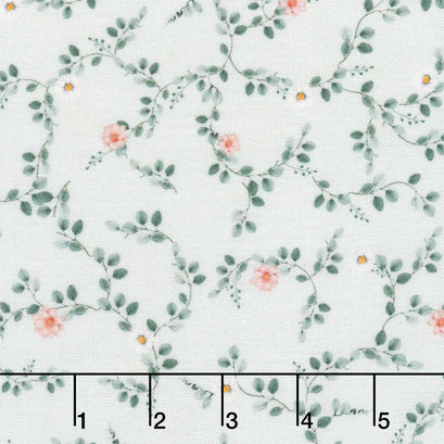 Til The Cows Come Home - Tiny Floral Vines Blue Yardage