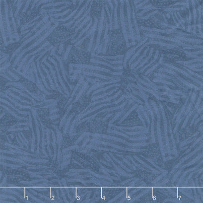 Path To Freedom - Wavy Tonal Flags Indigo Yardage