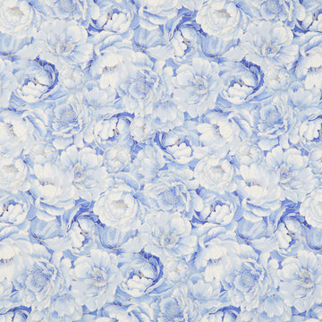 Moonlight - Packed Floral Blue Metallic Yardage