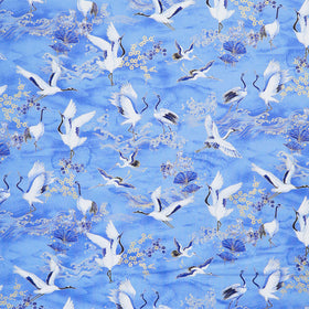Moonlight - Asian Crane Sea Metallic Yardage