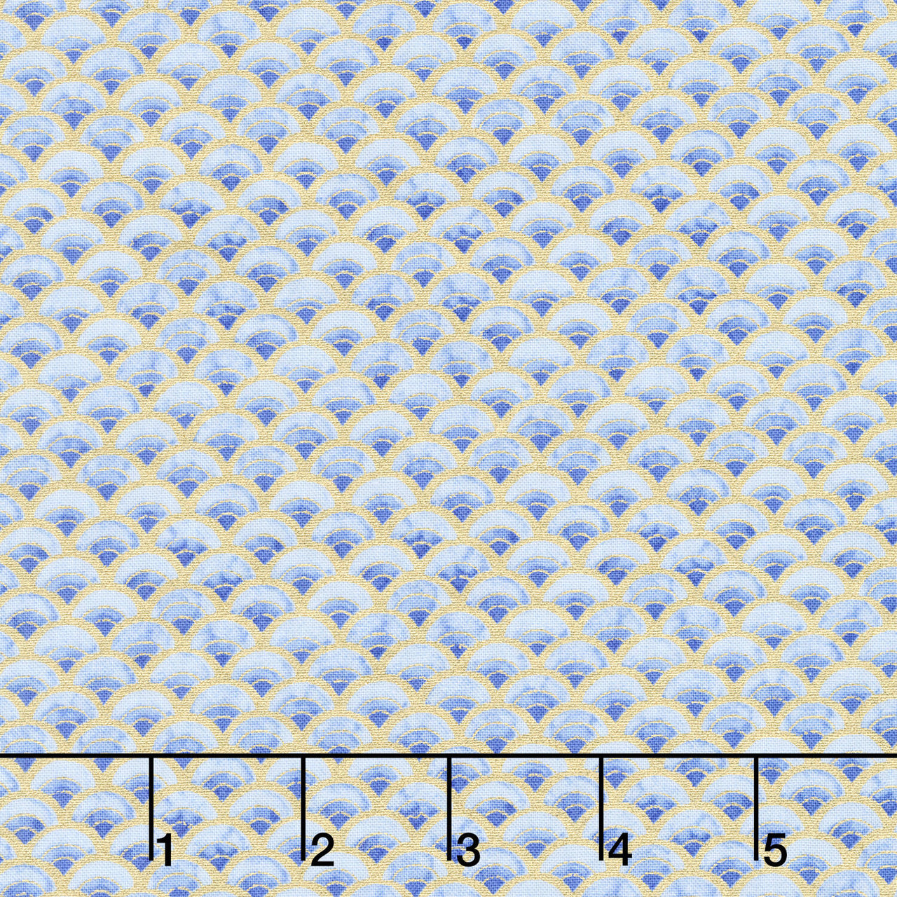 Moonlight - Asian Scallop Blue Metallic Yardage