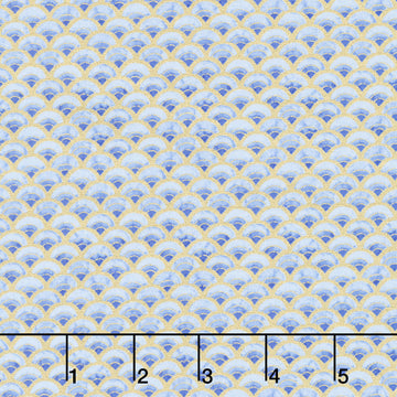 Moonlight - Asian Scallop Blue Metallic Yardage