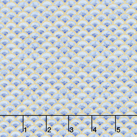 Moonlight - Asian Scallop Blue Metallic Yardage