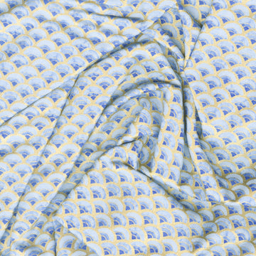 Moonlight - Asian Scallop Blue Metallic Yardage