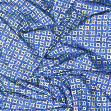 Moonlight - Asian Blue Geo Blue Metallic Yardage