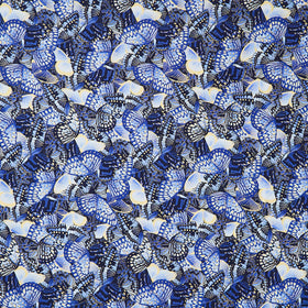 Moonlight - Packed Butterflies Indigo Metallic Yardage