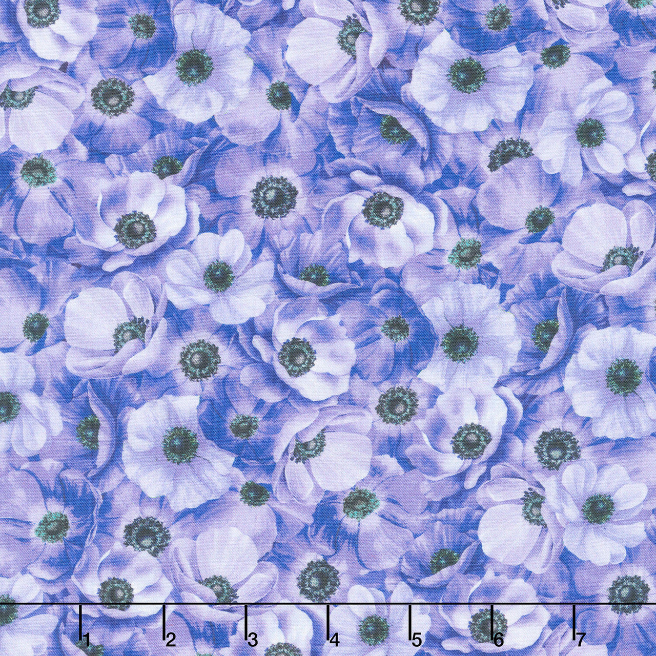 Meadow Bloom - Packed Anemones Purple Digitally Printed Yardage