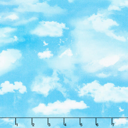 Meadow Bloom - Meadow Cloudy Sky Blue Digitally Printed Yardage