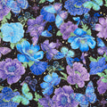 Evening Glow - Floral & Butterflies Black Metallic Yardage