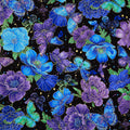 Evening Glow - Floral & Butterflies Black Metallic Yardage