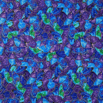 Evening Glow - Packed Wings Multi Metallic Yardage