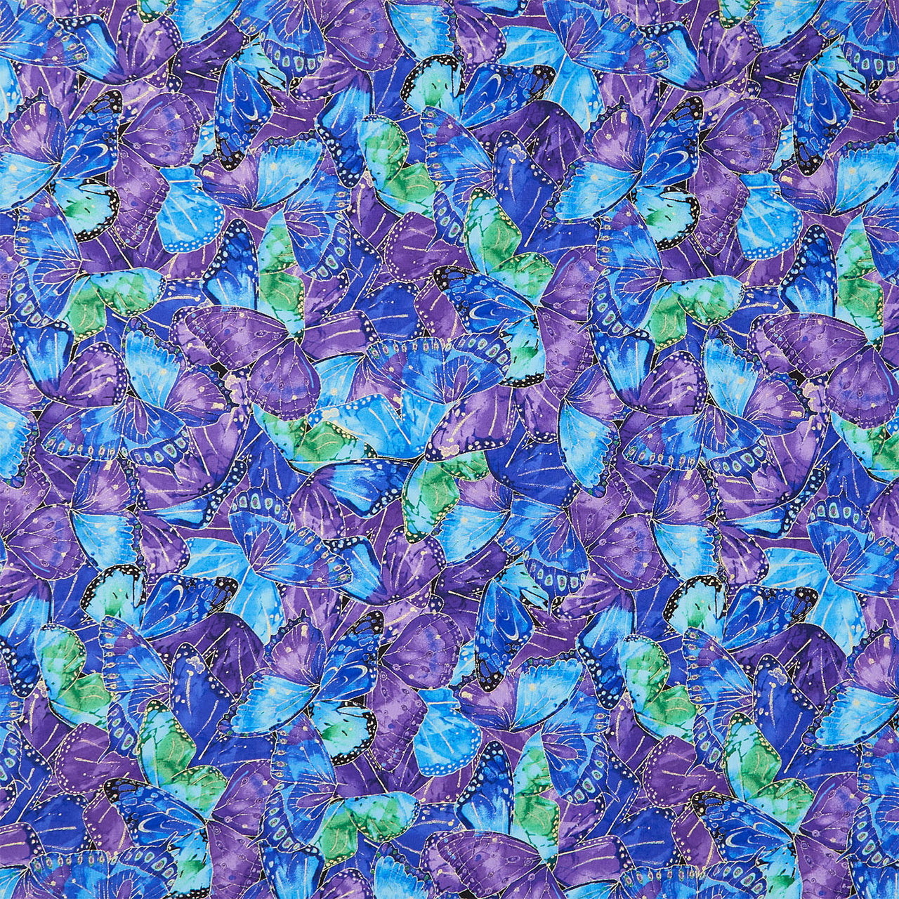 Evening Glow - Packed Wings Multi Metallic Yardage