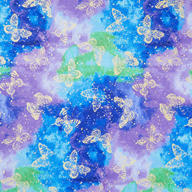 Evening Glow - Butterflies Multi Metallic Yardage