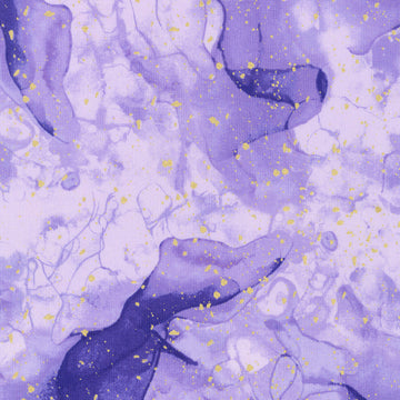 Evening Glow - Water Paint Texture Purple Metallic Yardage