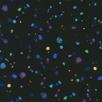 Evening Glow - Splash Paint Dots Black Metallic Yardage