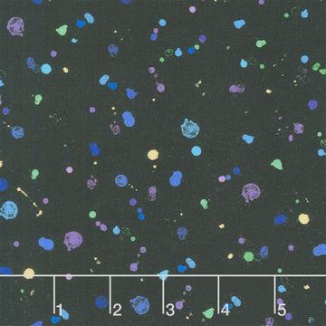 Evening Glow - Splash Paint Dots Black Metallic Yardage