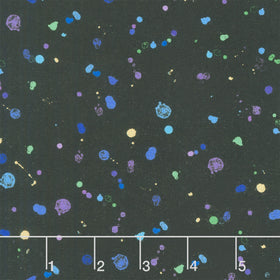 Evening Glow - Splash Paint Dots Black Metallic Yardage