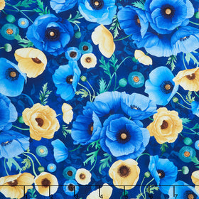 Serenade - Poppy Focal Navy Digitally Printed Yardage