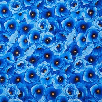 Serenade - Packed Poppy Blue Digitally Printed Yardage