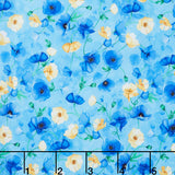 Serenade - Floating Poppies Watercolor Sky Digitally Printed Yardage