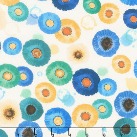 Serenade - Tossed Poppies Geo Cream Digitally Printed Yardage