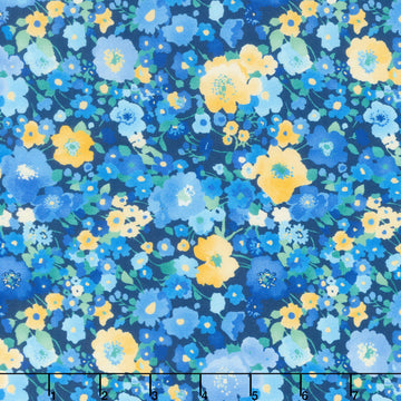 Serenade - Packed Medium Floral Royal Digitally Printed Yardage