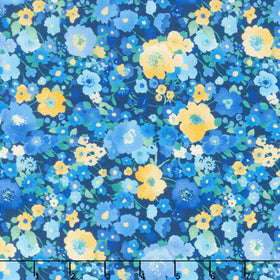 Serenade - Packed Medium Floral Royal Digitally Printed Yardage