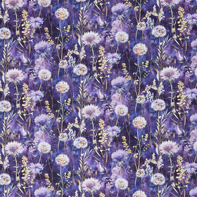 Mystic Meadow - Night Floral Field Iris Digitally Printed Yardage